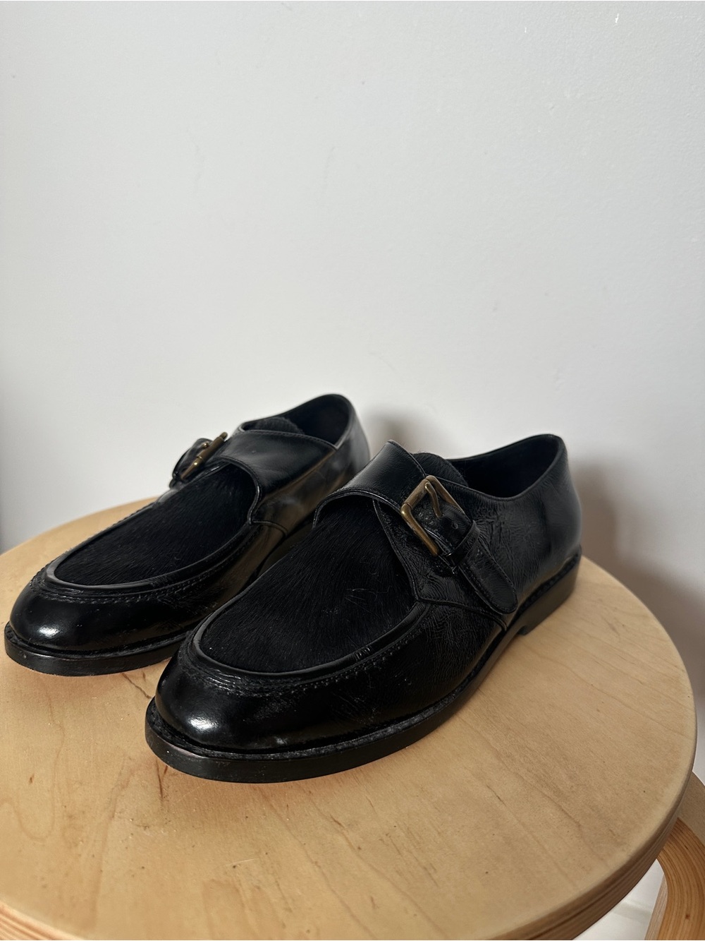 Beautiful black Caron Callahan Leather Monk Strap loafers